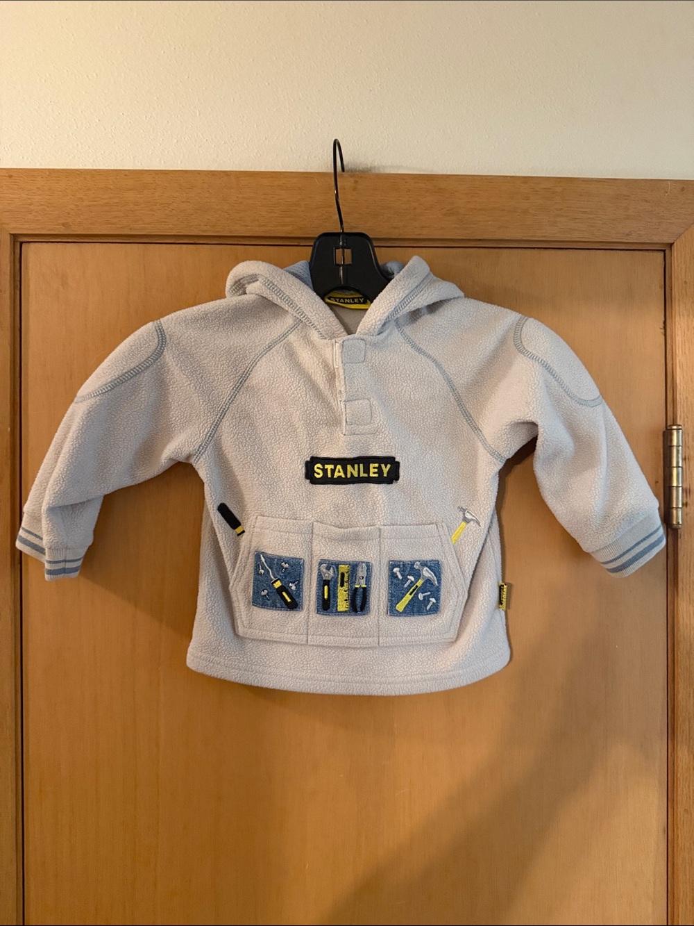 Stanley Baby Kids Toddler Hoodie Tool Belt Pocket Embroidery Gray Size 18 Months